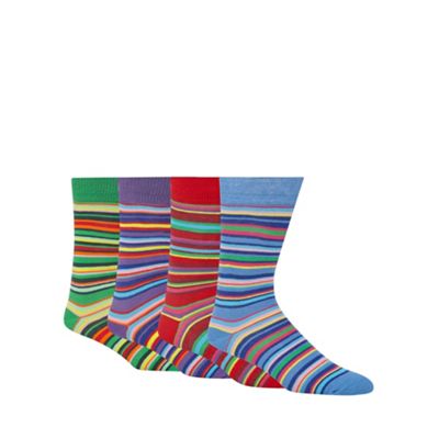 Red Herring Pack of four blue cotton blend striped socks